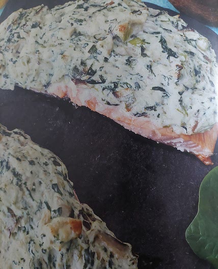 Crab stuffed salmon