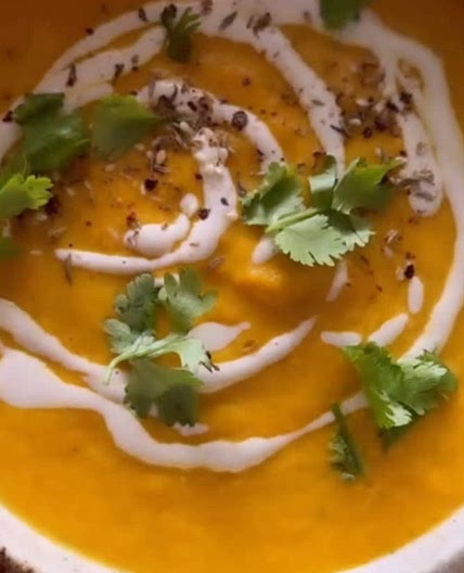 Carrot, ginger, tahini soup
