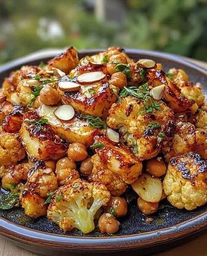 Honey Roasted Cauliflower with Grilled Halloumi & Crunchy Chickpeas