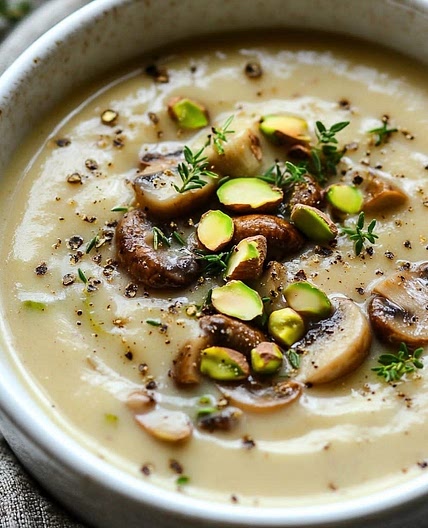 Soupe poireaux, champignons et coco