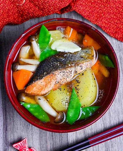 Salmon Miso Soup Recipe with Carrots and Potatoes 🐟 #misosoup