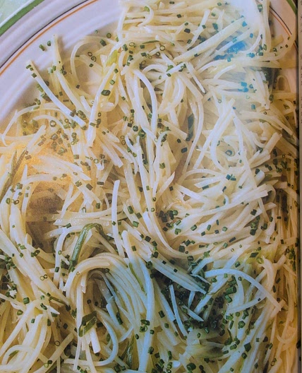 Shredded salt and vinegar potato salad