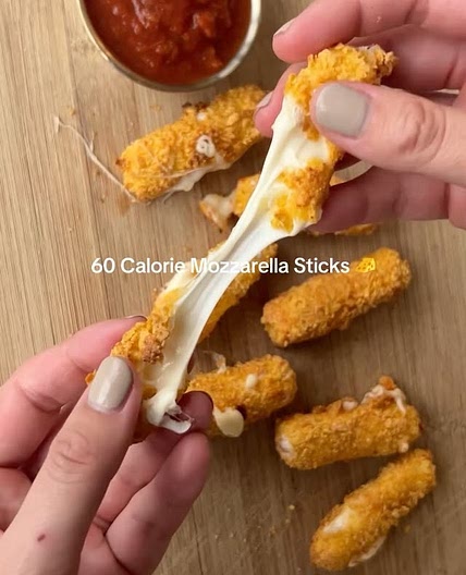60 Calorie Mozzarella Sticks 🧀 Macros (entire recipe, 8 sticks):