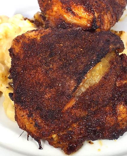 Baked Blackened Crispy Picnic Chicken Thighs