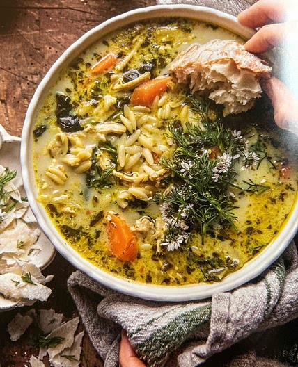 Creamy Turmeric Lemon Chicken and Orzo Soup