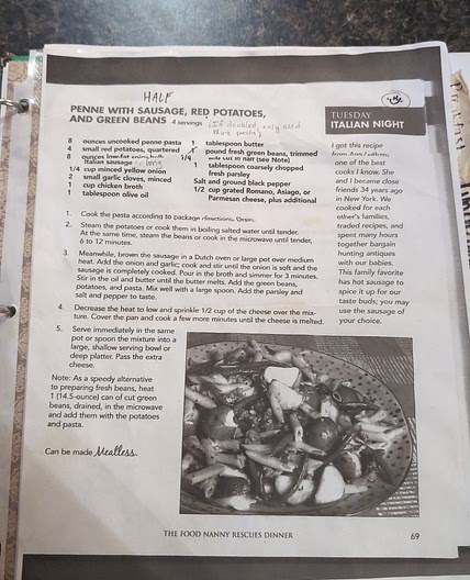 Potato Sausage Green bean Pasta