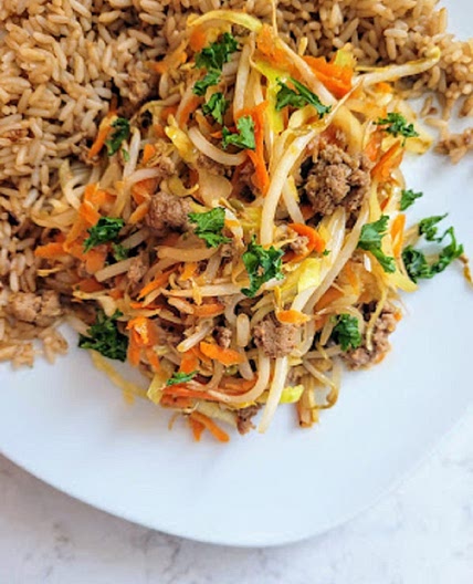 Korean Style Ground Chicken and Sprouts
