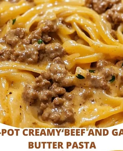 One-Pot Creamy Beef and Garlic Butter Pasta