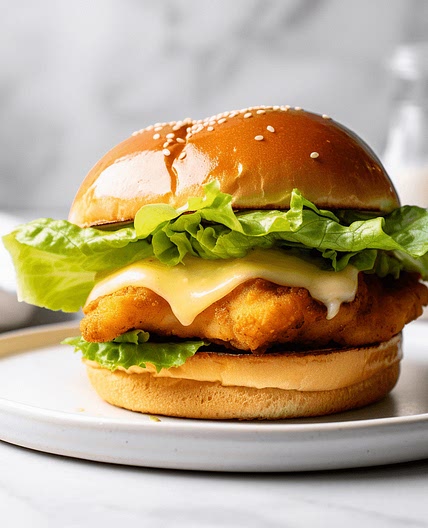 Crispy Chicken Cutlet Sandwich with Cheddar & Garlic-Lemon Mayo