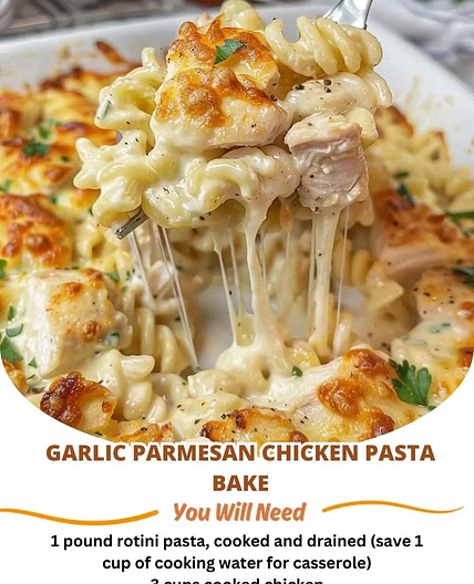 Garlic Parmesan Chicken Pasta Bake