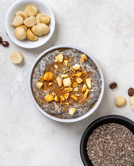 Keto cappuccino macadamia chia pudding