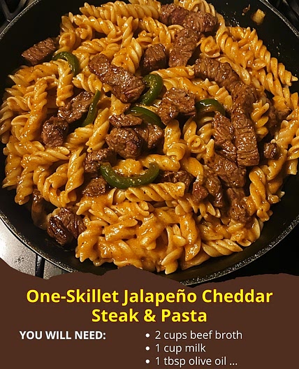 One-Skillet Jalapeño Cheddar Steak & Pasta