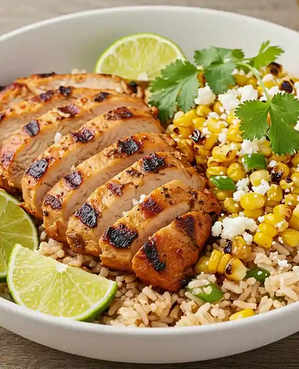 Street Corn Chicken Rice Bowl
