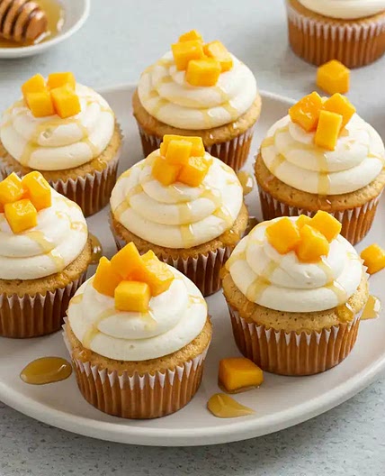Honey Peach Cream Cheese Cupcakes