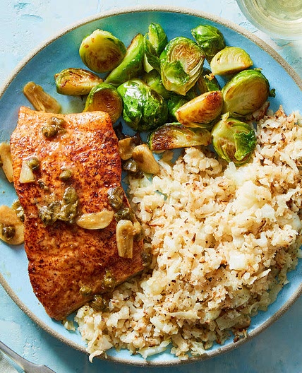 Lemon Garlic Cod with Roasted Cauliflower Rice