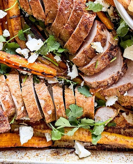moroccan-spiced pork tenderloin and carrots