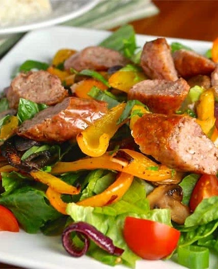 Veganized Paleo Sausage and Peppers Salad