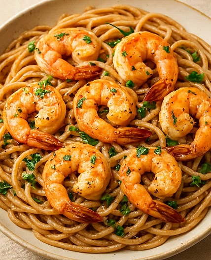 Healthy Garlic Butter Shrimp Pasta (Using Cooked Shrimp