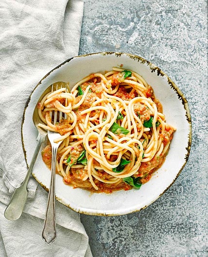 Gazpacho sauce spaghetti