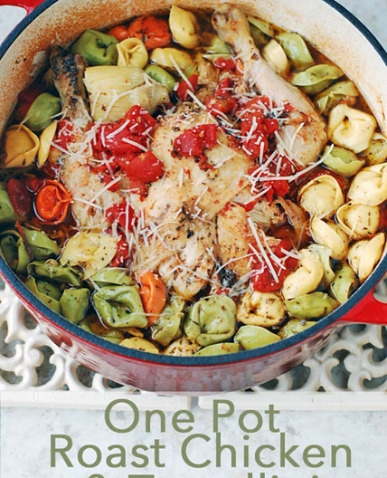 One Pot Roast Chicken and Tortellini – Made in ALDI New Cast Iron Dutch Oven