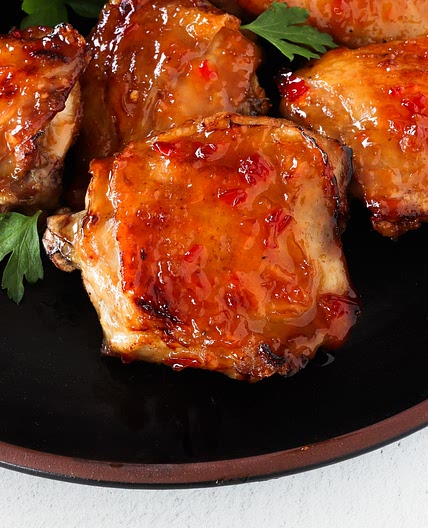 Sticky Sweet Chili Chicken Thighs in Air Fryer