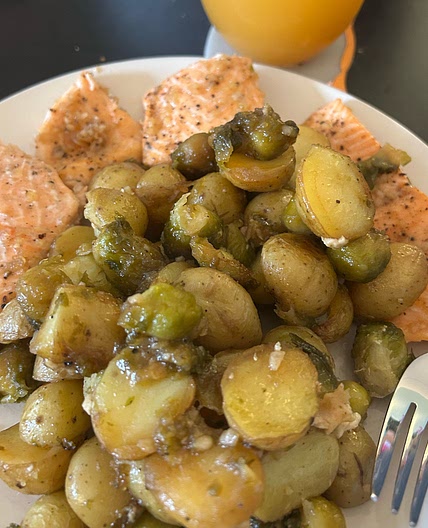 Honey garlic salmon w/ potatoes
