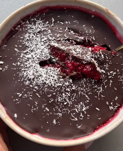 Overnight oats a la framboise et au chocolat 