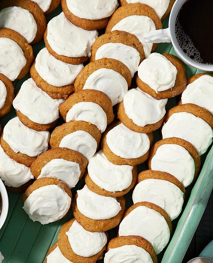 Pumpkin Cookies with Cream Cheese Frosting