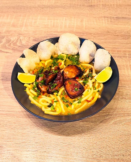 Filet de porc sauce hoisin sur curry au lait de coco