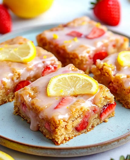 20-Minute Strawberry Lemon Blondies | Easy Summer Dessert