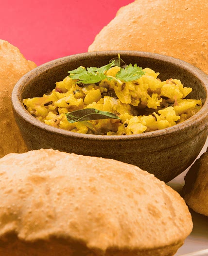 Indian Fried Bread with Spiced Potato Curry