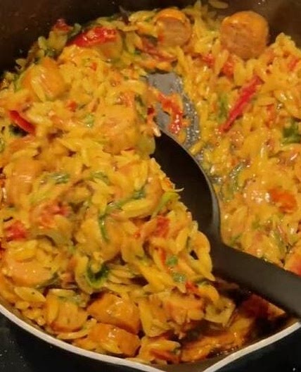 Easy, Creamy Chicken Sausage Orzo