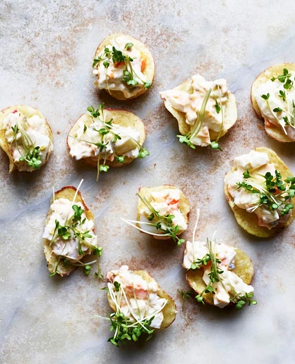 Egg salad on salt and vinegar crisps