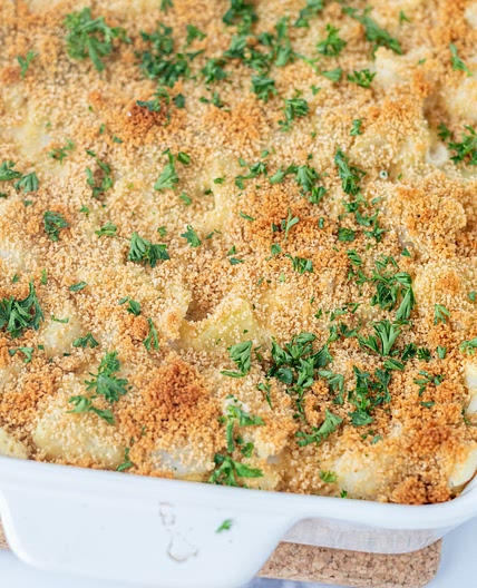 Cheesy Vegan Cauliflower Potato Casserole (oil-free, gf)
