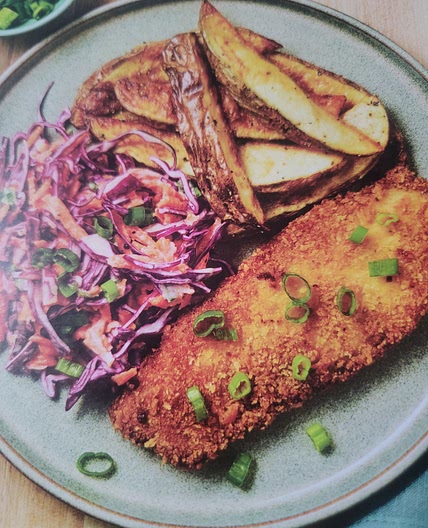 Louisiana-Style Tilapia with Slaw and Wdges