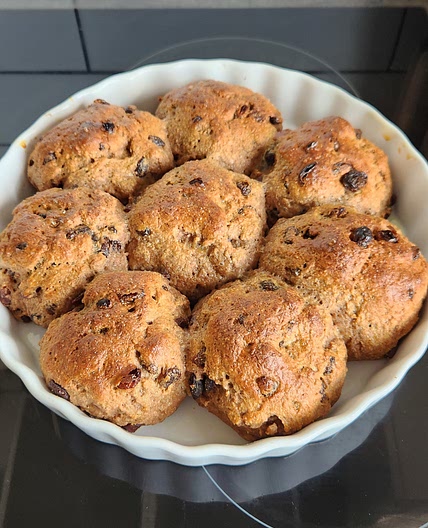 Buckwheat & almond hot cross buns