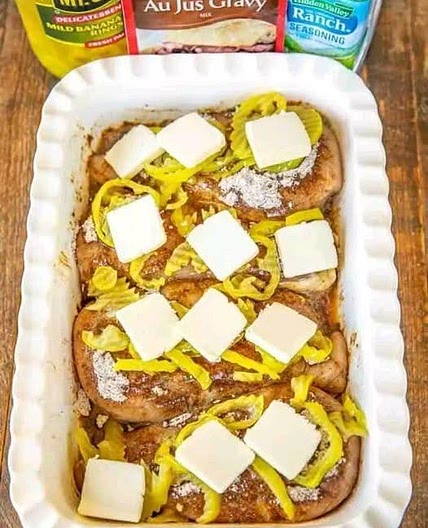Oven Baked Mississippi Chicken