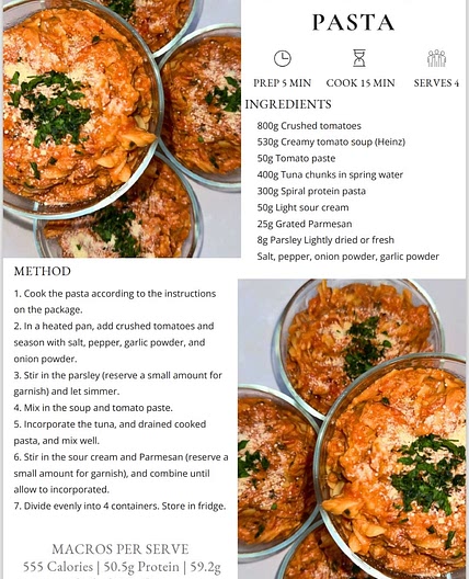 Tomato Tuna Pasta - 555 Cals