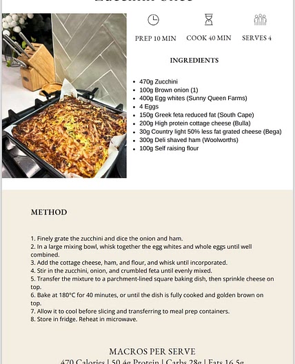 Zucchini Slice 470 Cals