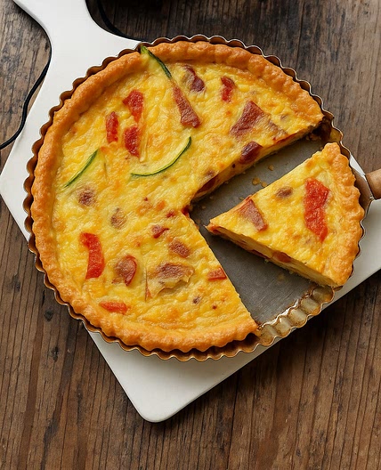 Quiche - Ham, Cheese, Zucchini, Bell Pepper