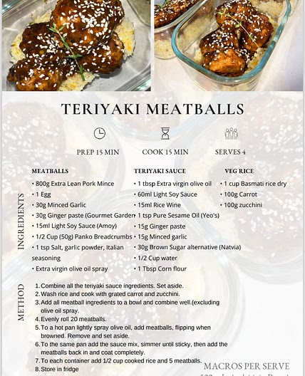 Teriyaki Meatballs 522 Cals