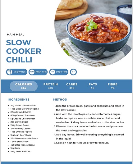 Slow Cooker Chilli 324 Cals