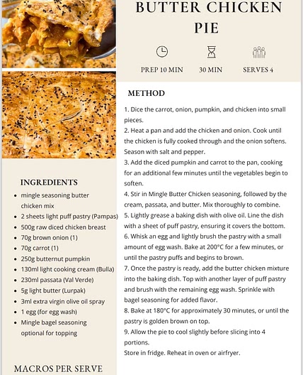 Butter Chicken Pie 575 Cals