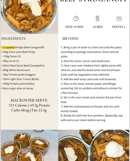 Beef Stroganoff 515 Cals
