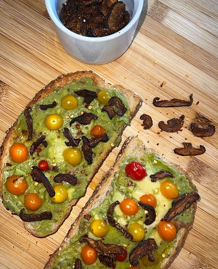 5-Minute Loaded Avocado Toast Recipe with Mushroom Bacon 🥑