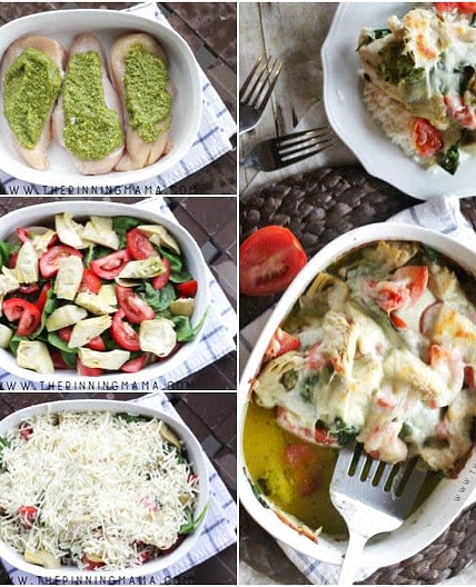 Pesto spinach chicken bake
