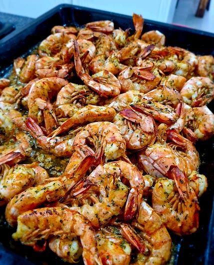 Garlic grilled prawns