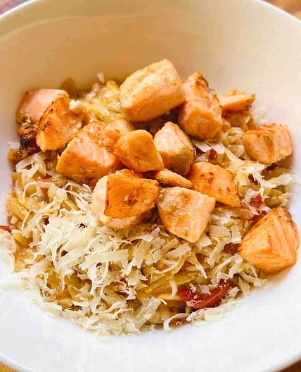Tomato Orzo with Grilled Salmon