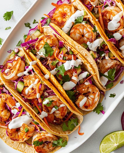 Baja-Style Shrimp Tacos with Cilantro Lime Slaw