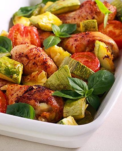 Chicken and vegetable traybake